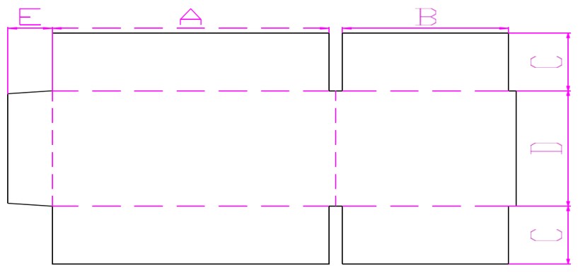 Plan view of a cardboard box for Stitcher